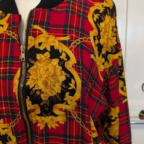 1990 Stuart Alan Plaid Bomber Style Jacket, Vintage, Size 8 - Picture 3 of 6